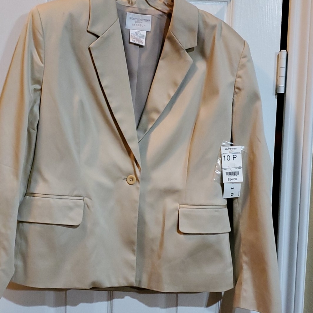 Worthington Petite Stretch Tan Jacket Size 10P